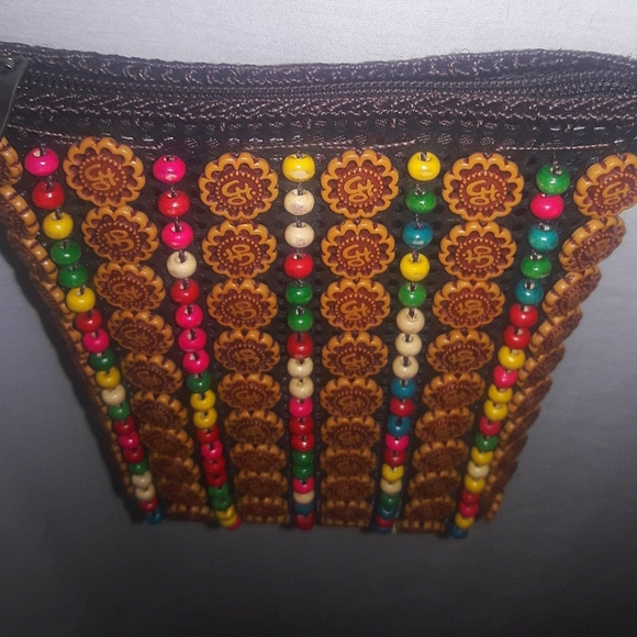 Vintage Crossbody Beaded Purse RARE Om Symbol Handmade Purse Cellphone Case HTF - Picture 10 of 12